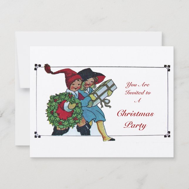 Convites CRIANÇAS COM NATAL PRESENTES Champanhe Metálico (Frente)