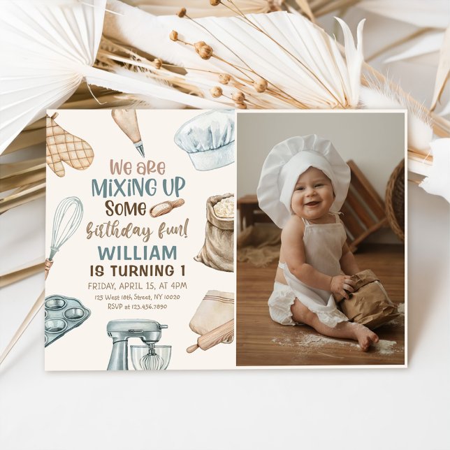 Convites Crianças Cozinhar de Festa Baking Foto de Aniversá (Criador carregado)