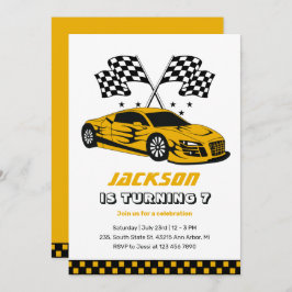 Convites Crianças da Corrida Amarela Carro Carro Garotos An