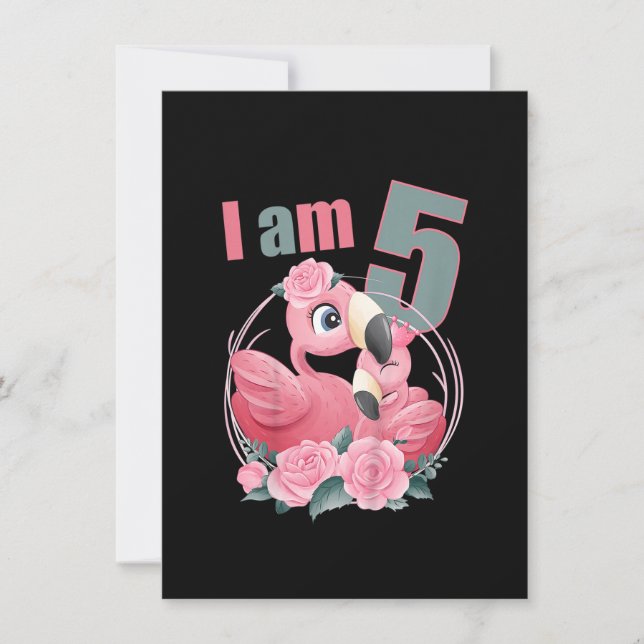 Convites Crianças de 5 anos Menina Flamin (Frente)