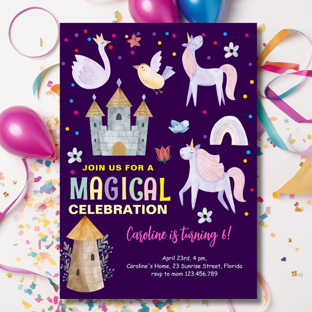 Convites Crianças de aniversário de comemoração mágica da U (Criador carregado)