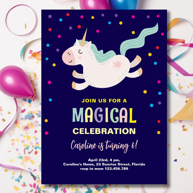 Convites Crianças de aniversário de comemoração mágica da U (Criador carregado)