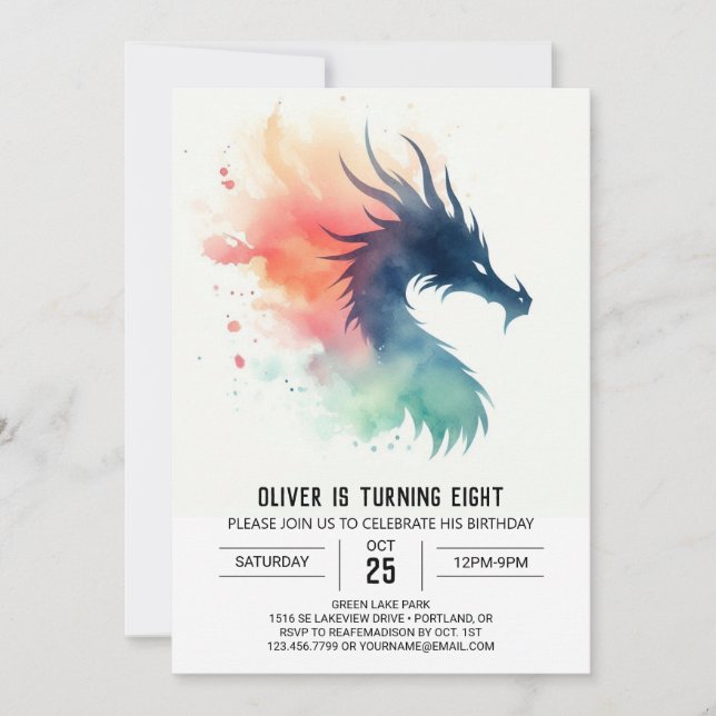 Convites Crianças de aniversário do dragão feroz (Frente)