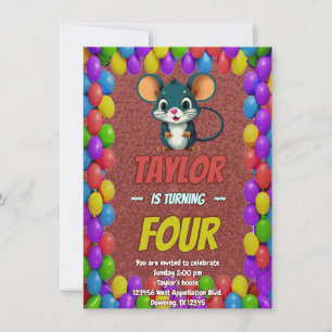 Convites Crianças de Aniversário Personalizadas do Rato