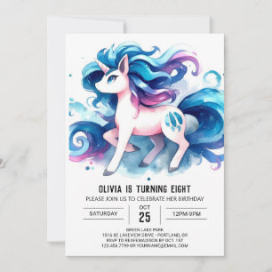 Convites Crianças de Aquarela Aniversário de Cavalo