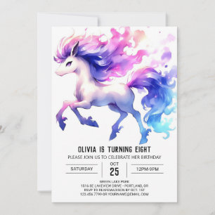Convites Crianças de Aquarela Aniversário de Cavalo