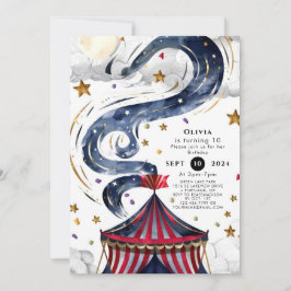 Convites Crianças de Aquarela Circus Birthday