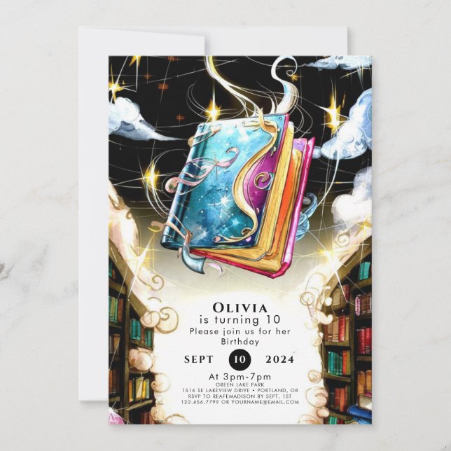 Convites Crianças de Aquarela Pastel Storybook Aniversário (Frente)