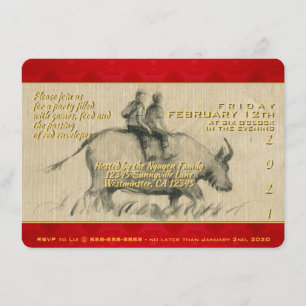 Convites Crianças de Buffalo Chinês Ox Ano 2021 PhInv