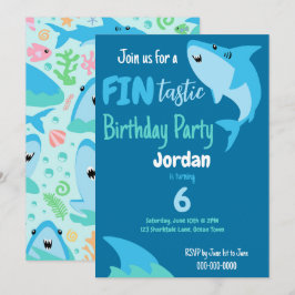 Convites Crianças De Festa de aniversário De Tubarão Fina-T