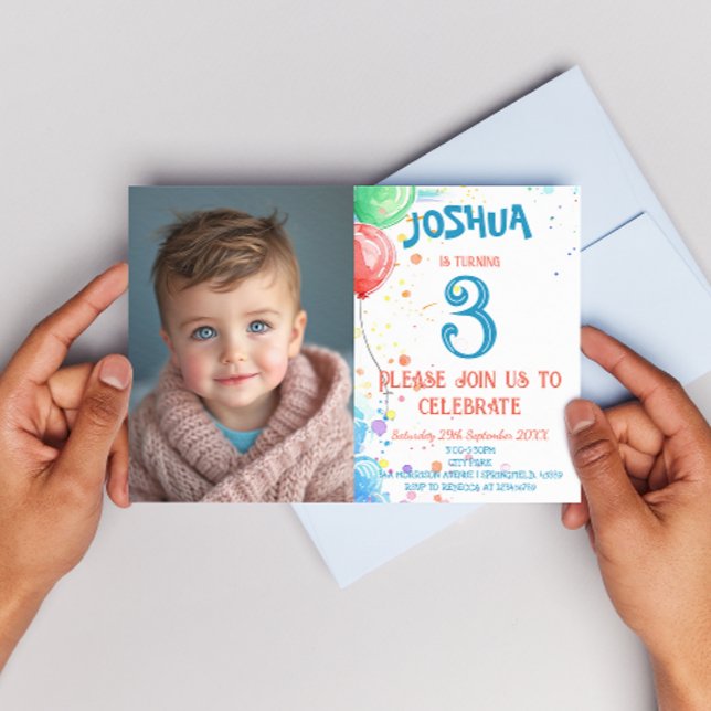 Convites Crianças Desenhando Balões e Festa de aniversário  (Criador carregado)