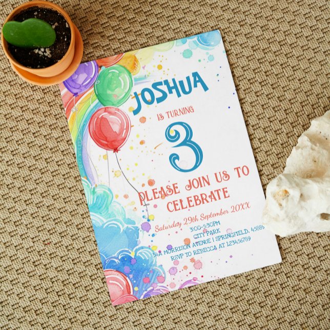 Convites Crianças Desenhando Balões e Festa de aniversário  (Criador carregado)