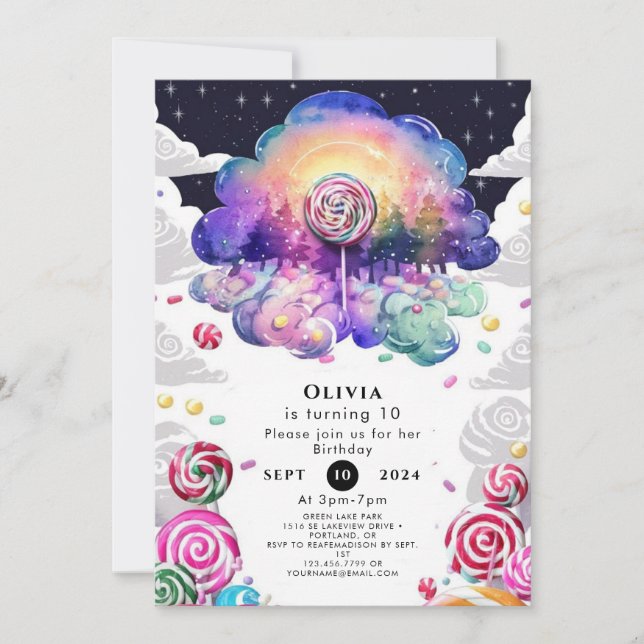 Convites Crianças divertidas Candyland Birthday (Frente)