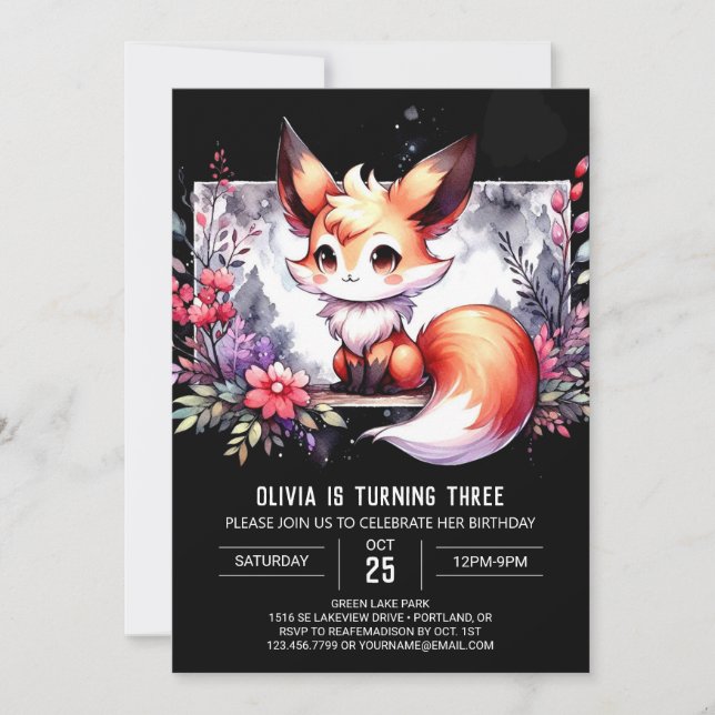 Convites Crianças divertidas Fox Aniversário digital (Frente)