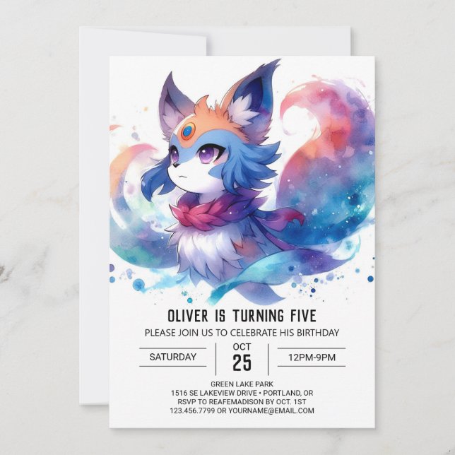 Convites Crianças Divertidas Fox Birthday (Frente)