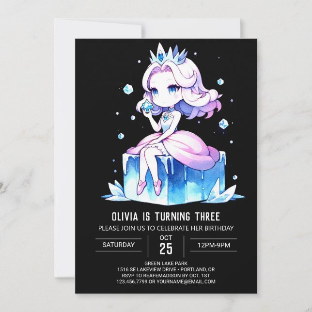Convites Crianças divertidas Princesa Aniversário (Frente)