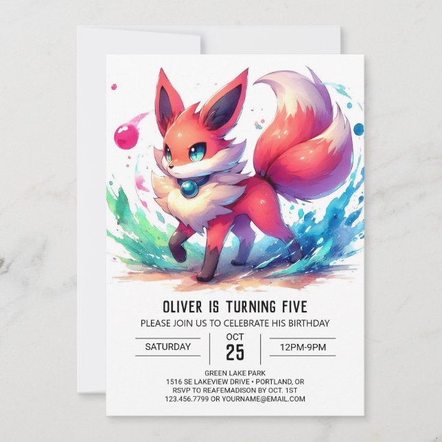 Convites Crianças Encantadas Fox Birday (Frente)