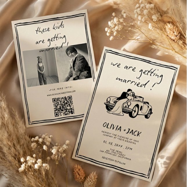 Convites Crianças Estão Casando Código QR de Foto Casamento (Criador carregado)