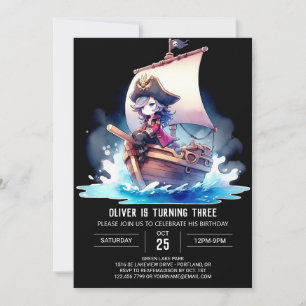 Convites Crianças Fantasy Pirata Birthday