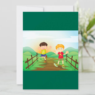 Convites Crianças Felizes Brincando ao Ar Livre