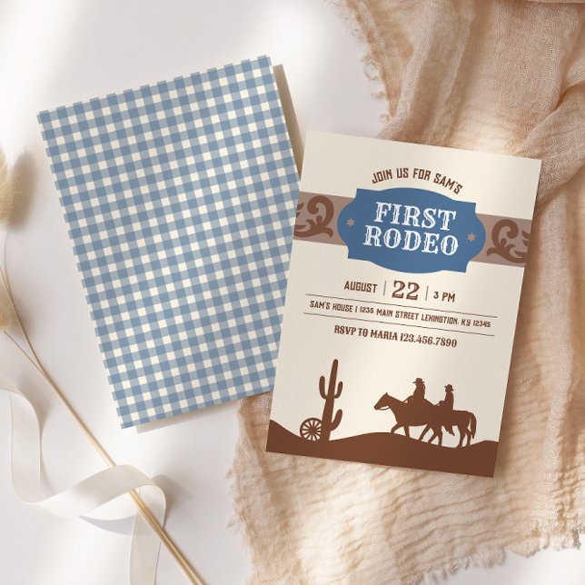 Convites Crianças Festa de aniversário Azul Rodeo Azul (Criador carregado)