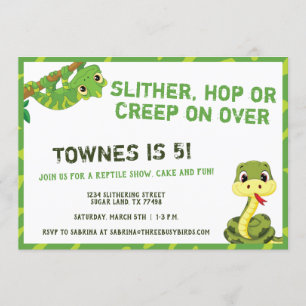 Convites Crianças - Festa de aniversário  Cobra e Lizard