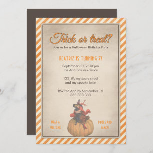 Convites Crianças Festa de aniversário de Halloween Vintag