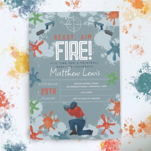 Convites Crianças, Festa de aniversário moderna do Paintbal (Criador carregado)