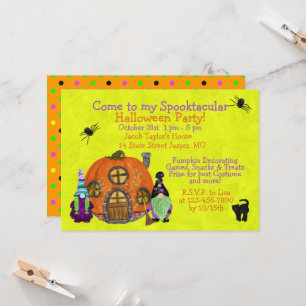 Convites Crianças Festa de Halloween dos Gnomos Spooktacul