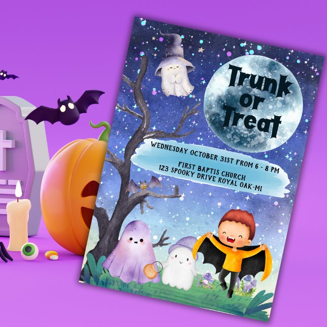 Convites Crianças Festa Personalizada de Halloween (Kids Halloween Custom Party Cute Invitation)