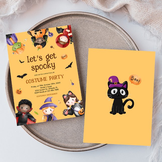 Convites Crianças Festas de Festa de Halloween Bonito Estra (Kids Costume Halloween Party Cute Spooky Funny Invitation)