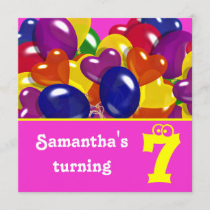 Convites Crianças festejam balões "rosa quente" "qualquer