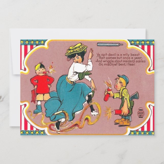 Convites Crianças Fireworks Brincadeira Mulher (Frente)