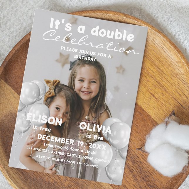 Convites Crianças: Foto de Dupla Celebração Balões de Foto  (Criador carregado)