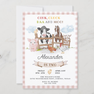 Convites Crianças-garagem de animais segundos aniversários