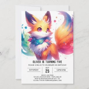 Convites Crianças Jovens Fox Birthday