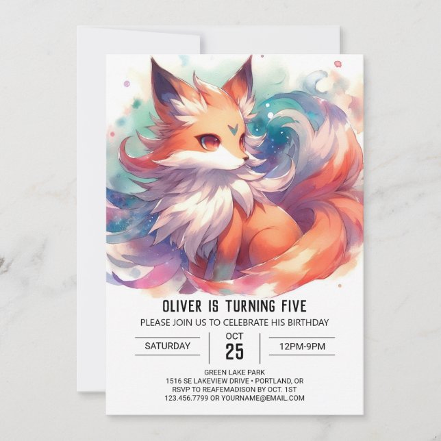 Convites Crianças Jovens Fox Birthday (Frente)