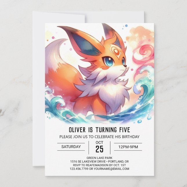 Convites Crianças Jovens Fox Birthday (Frente)