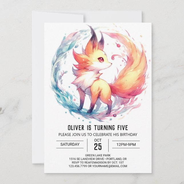 Convites Crianças Jovens Fox Birthday (Frente)