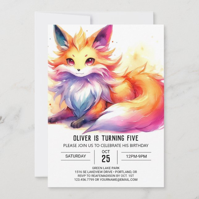 Convites Crianças Jovens Fox Birthday (Frente)