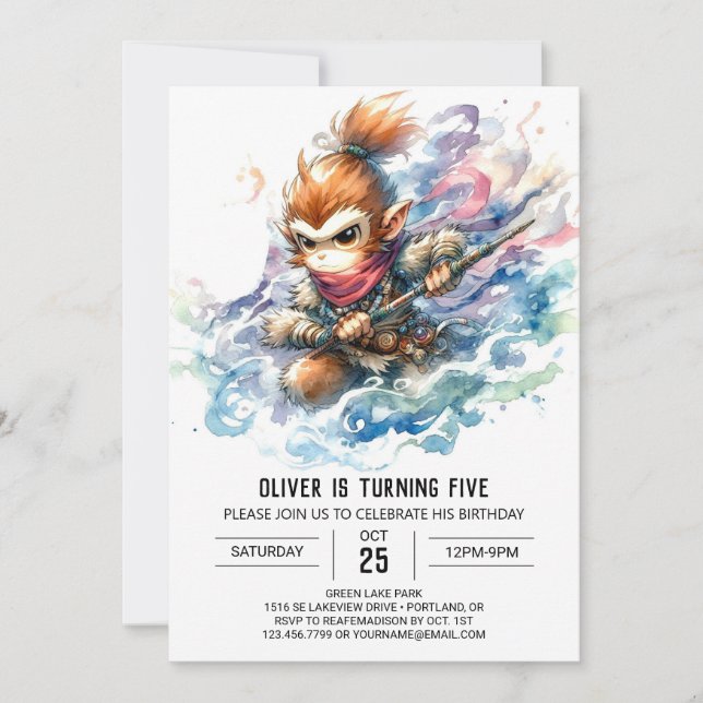 Convites Crianças Macaco Chic Aniversário (Frente)