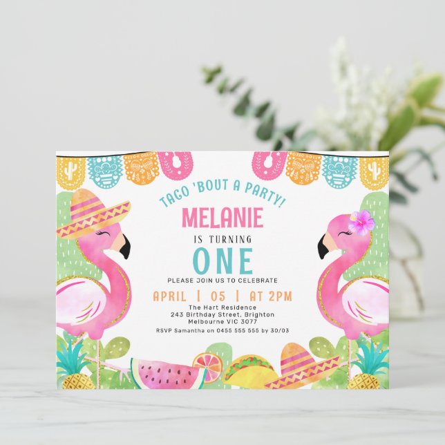 Convites Crianças multicoloridas Taco sobre um aniversário  (Em pé/Frente)