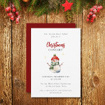 Convites Crianças Música Concertam Natal Bonito Snowman<br><div class="desc">Este simples convite para concertos de música de Natal apresenta um boneco de neve com aquarela e uma tipografia elegante. Perfeito para concertos escolares infantis, recitais de fim de piano e outras apresentações festivas de feriado. Personalize-o com seus próprios detalhes e utilize a ferramenta de edição para fazer outros ajustes,...</div>