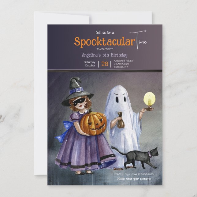 Convites Crianças na Festa de aniversário do Fusume Hallowe (Frente)