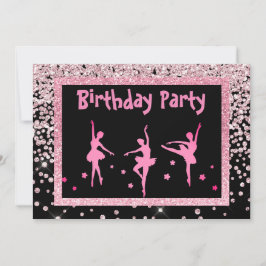 Convites Crianças Negras de Ballerina Sparkle Aniversário