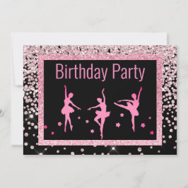 Convites Crianças Negras de Ballerina Sparkle Aniversário