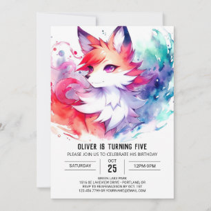 Convites Crianças Pastel Fox Birthday