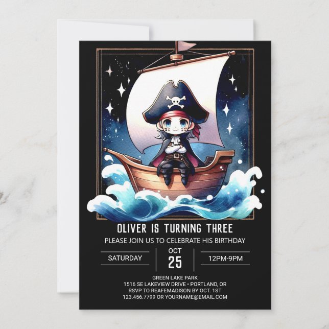 Convites Crianças Pastel Pirata Aniversário (Frente)