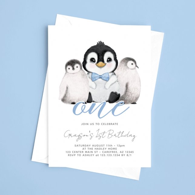 Convites Crianças Pinguins Cujos Primeiros primeiros aniver (Criador carregado)
