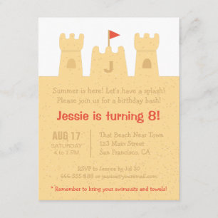 Convites Crianças Sandcasts Festa de aniversário na praia